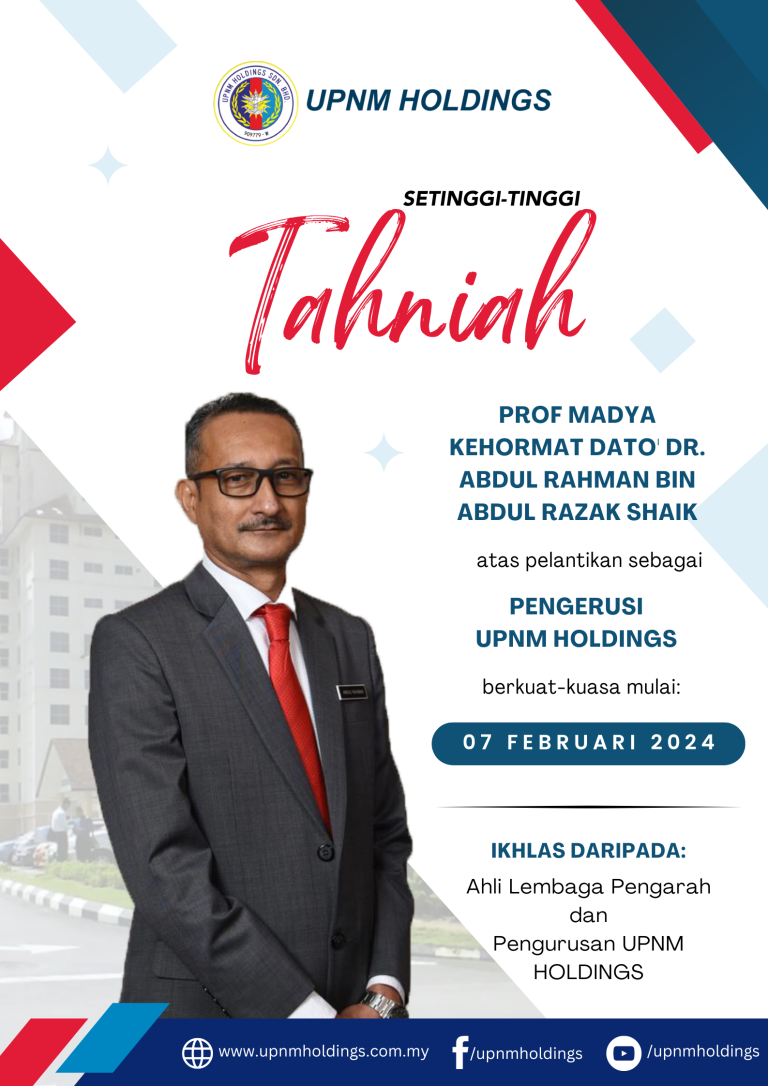 Setinggi-tinggi tahniah kepada Prof Madya Kehormat Dato’ Dr. Abdul Rahman bin Abdul Razak Shaik